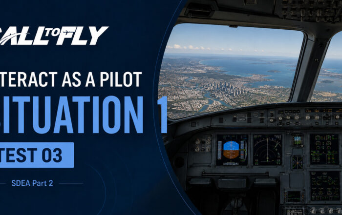 Cockpit em voo sobre Brisbane no exercício Interact as a Pilot – Situation 1