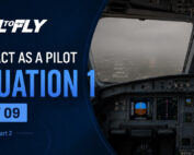 Cockpit em aproximação com baixa visibilidade e procedimento ILS no exercício Interact as a Pilot – Situation 1