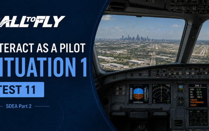 Cockpit em voo próximo a Houston com indicação anormal no motor direito no exercício Interact as a Pilot – Situation 1