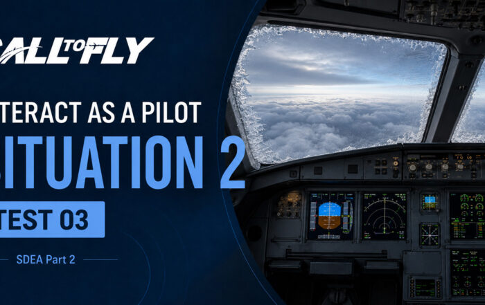 Cockpit em voo com gelo no para-brisa no exercício Interact as a Pilot – Situation 2