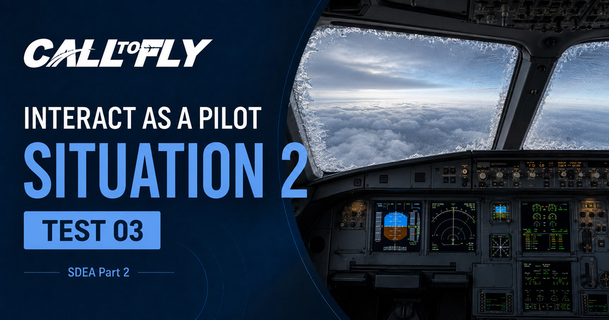 Cockpit em voo com gelo no para-brisa no exercício Interact as a Pilot – Situation 2