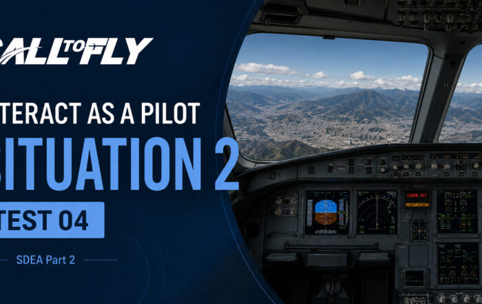 Cockpit em voo sobre Bogotá com aviso de pressurização no exercício Interact as a Pilot – Situation 2