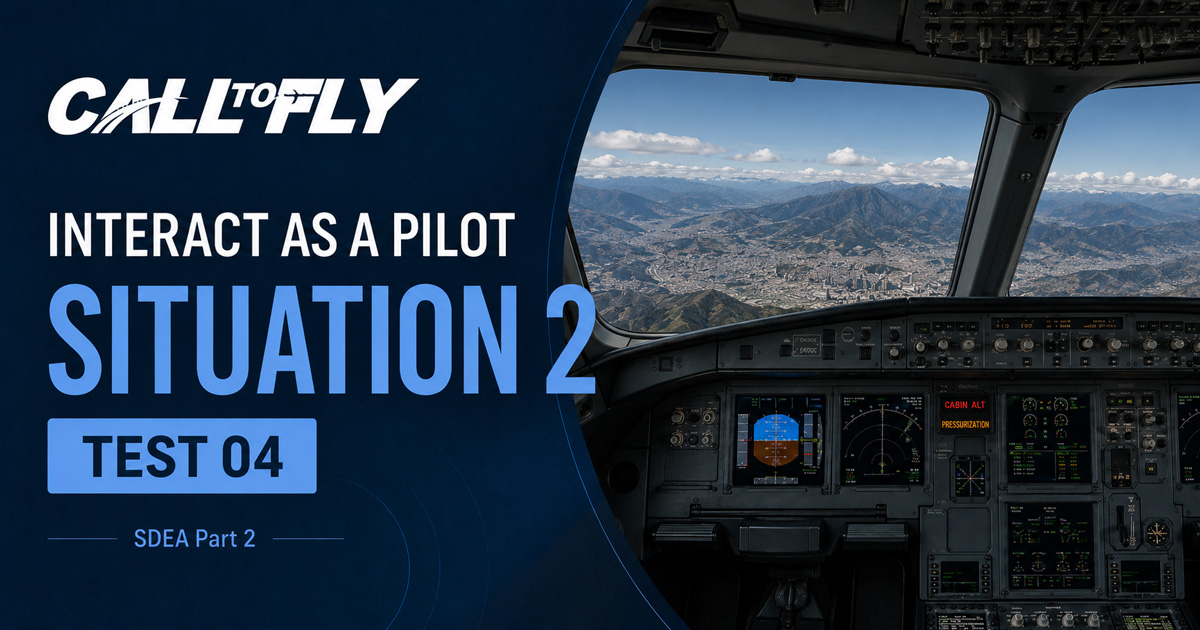 Cockpit em voo sobre Bogotá com aviso de pressurização no exercício Interact as a Pilot – Situation 2