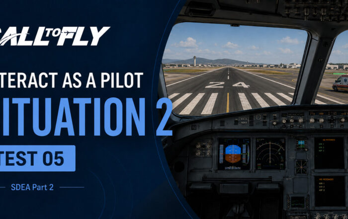 Cockpit na pista em Vitória com ambulância próxima no exercício Interact as a Pilot – Situation 2
