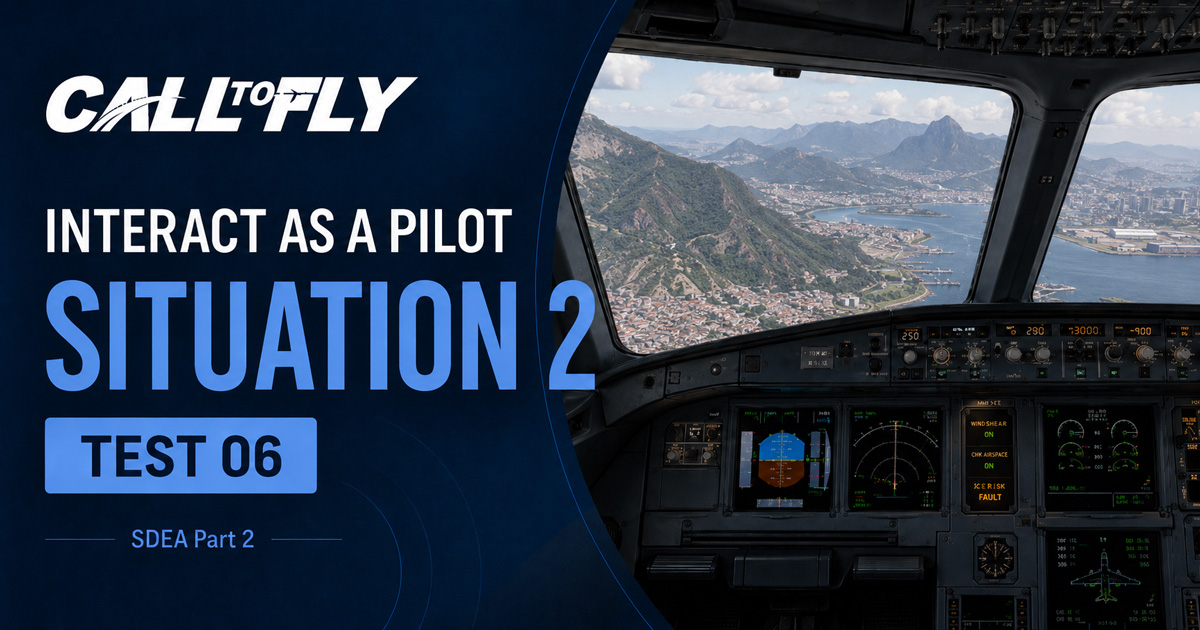 Cockpit em aproximação ao Rio de Janeiro com montanhas à frente no exercício Interact as a Pilot – Situation 2