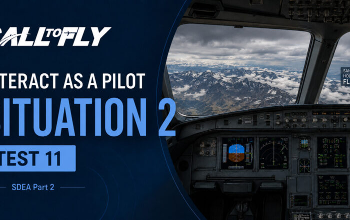 Cockpit em holding sobre os Andes próximo a Santiago com severe turbulence no exercício Interact as a Pilot – Situation 2