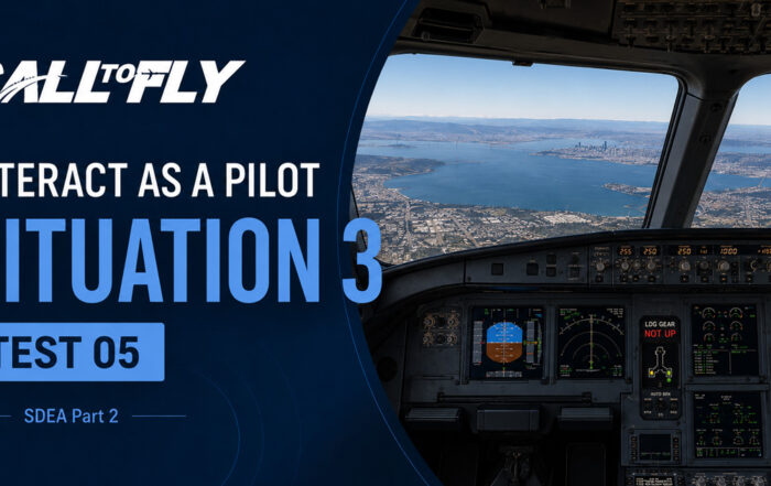 Cockpit em voo sobre a região de Oakland com aviso de trem de pouso não recolhido no exercício Interact as a Pilot – Situation 3