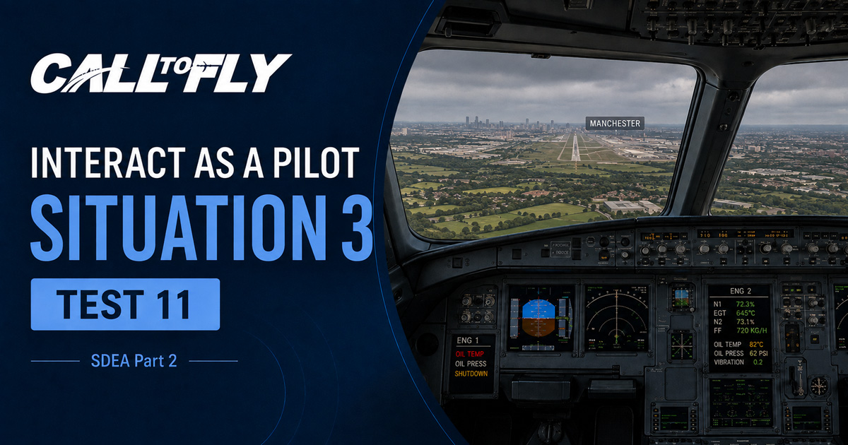 Cockpit em aproximação para Manchester com high oil temperature e shutdown do motor esquerdo no exercício Interact as a Pilot – Situation 3