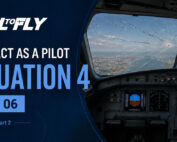 Cockpit em voo com para-brisa trincado após a decolagem no exercício Interact as a Pilot – Situation 4