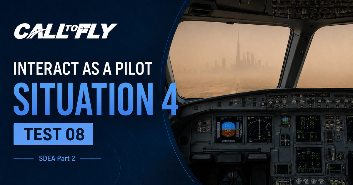 Cockpit em aproximação a Dubai durante sandstorm com baixa visibilidade no exercício Interact as a Pilot – Situation 4