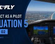 Cockpit bimotor com aviônica Garmin sobre Miami no exercício Interact as a Pilot – Situation 5