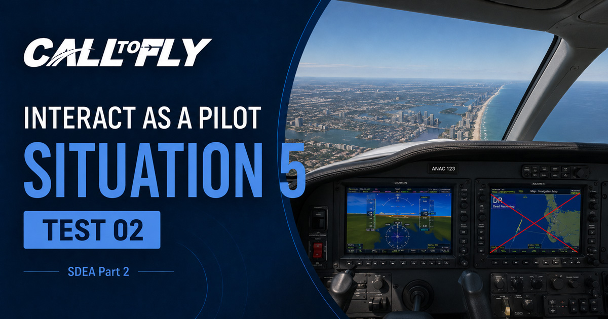 Cockpit bimotor com aviônica Garmin sobre Miami no exercício Interact as a Pilot – Situation 5