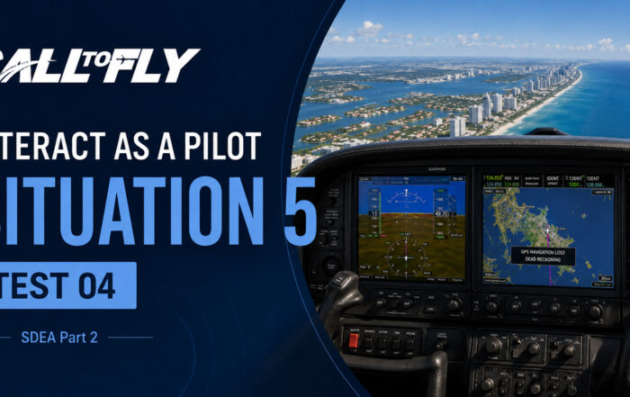 Cockpit com aviônica Garmin sobre Miami e perda de GPS no exercício Interact as a Pilot – Situation 5