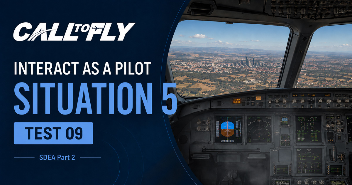Cockpit em voo próximo a Madrid com indicação de cabin smoke no exercício Interact as a Pilot – Situation 5