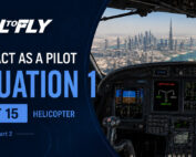 Cockpit de helicóptero em aproximação para Dubai com falha do sistema hidráulico esquerdo no exercício Interact as a Pilot – Situation 1
