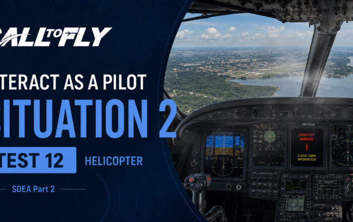 Cockpit de helicóptero em voo sobre Manaus com alerta de cabin fire no exercício Interact as a Pilot – Situation 2