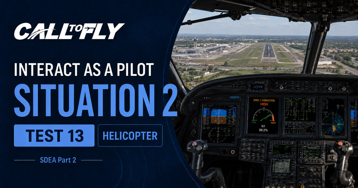 Cockpit de helicóptero em aproximação para Manchester com alerta de high engine vibration no exercício Interact as a Pilot – Situation 2