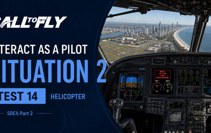 Cockpit de helicóptero em aproximação para Gold Coast com high oil temperature e shutdown do motor esquerdo no exercício Interact as a Pilot – Situation 2