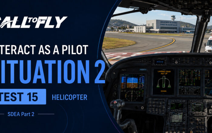 Cockpit de helicóptero em Vitória com ambulância para assistência médica no exercício Interact as a Pilot – Situation 2