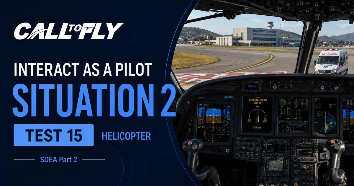 Cockpit de helicóptero em Vitória com ambulância para assistência médica no exercício Interact as a Pilot – Situation 2