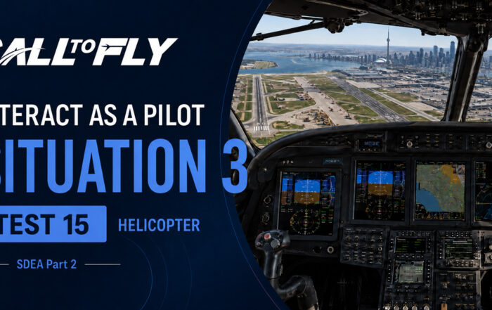 Cockpit de helicóptero em chegada a Toronto com obras nas taxiways no exercício Interact as a Pilot – Situation 3