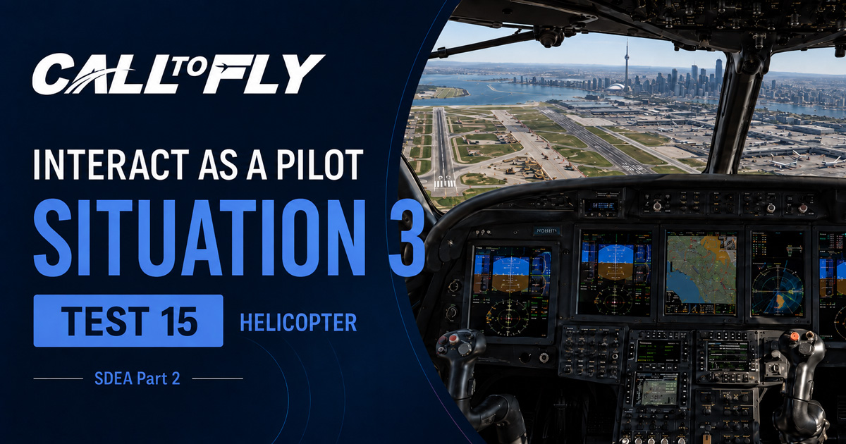 Cockpit de helicóptero em chegada a Toronto com obras nas taxiways no exercício Interact as a Pilot – Situation 3