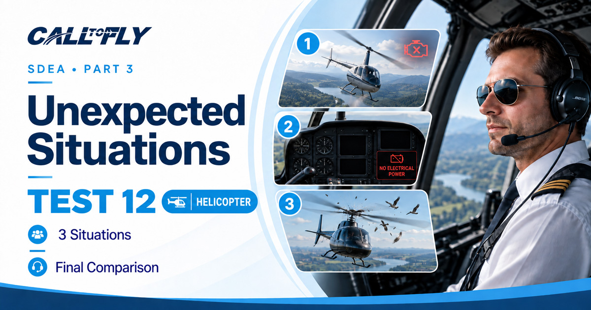Unexpected Situations Test 12 para pilotos de helicóptero no SDEA Part 3 com engine failure, electrical failure e bird strike nas pás