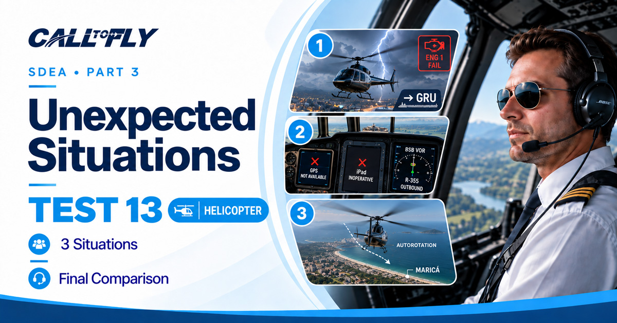 Unexpected Situations Test 13 for helicopter pilots in SDEA Part 3 with three non-routine situations and final comparison