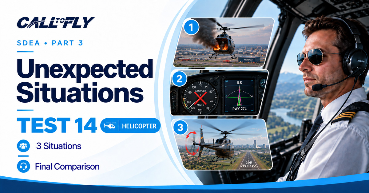 Unexpected Situations Test 14 for helicopter pilots in SDEA Part 3 with three non-routine situations and final comparison